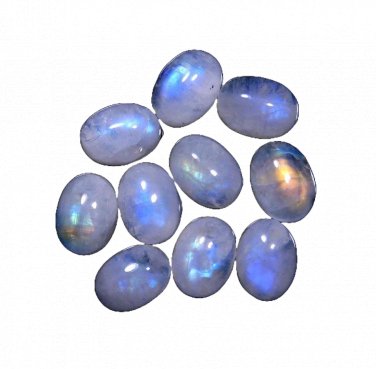 5 Pcs. Of Natural Rainbow Moonstone Oval Cabochon 8x10mm loose gemstone for jewelry