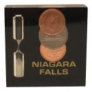 NEW LUCITE Niagara Falls HOURGLASS SAND TIMER 2.25" small PAPERWEIGHT 2005 coins