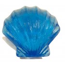 New Art Glass hand made Large Aqua Scalloped Seashell Paperweight Nautical Decor