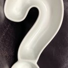 NEW unique Question Mark Snack Chip dip Dipping serving Dish ceramic 2 sectioned