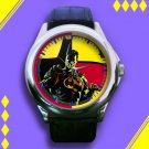 Brand New Batman And Superman Logo Custom Leather Watch