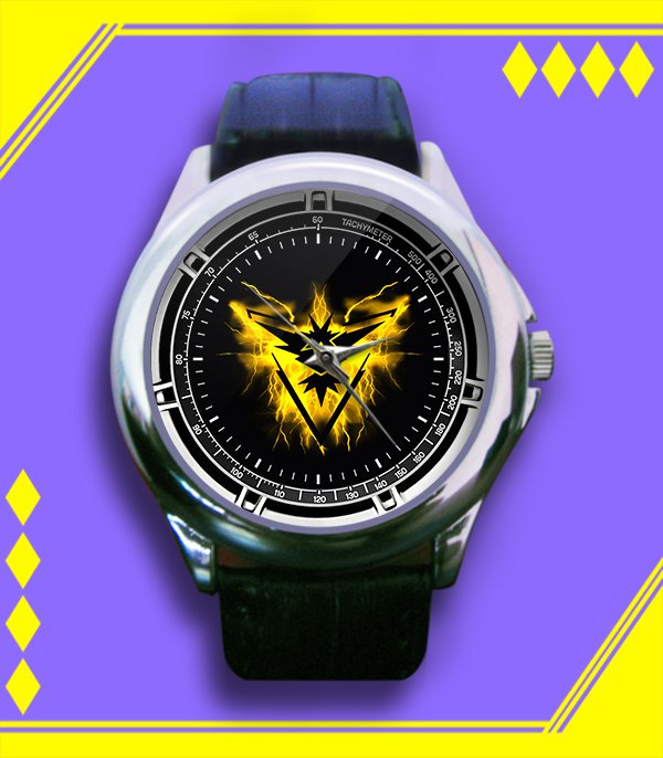 Brand New Pokemon Go Team Instinct Custom Leather Watch
