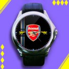 Brand New Arsenal FC Football Club Barclays Logo Custom Leather Watch