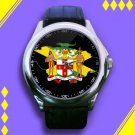 Brand New Jamaica Coat of Arms Round Custom Leather Watch