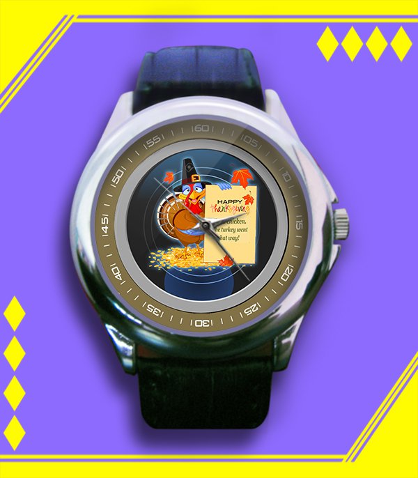 Brand New Pilgrim Turkey Thanksgiving Holiday Custom Leather Watch