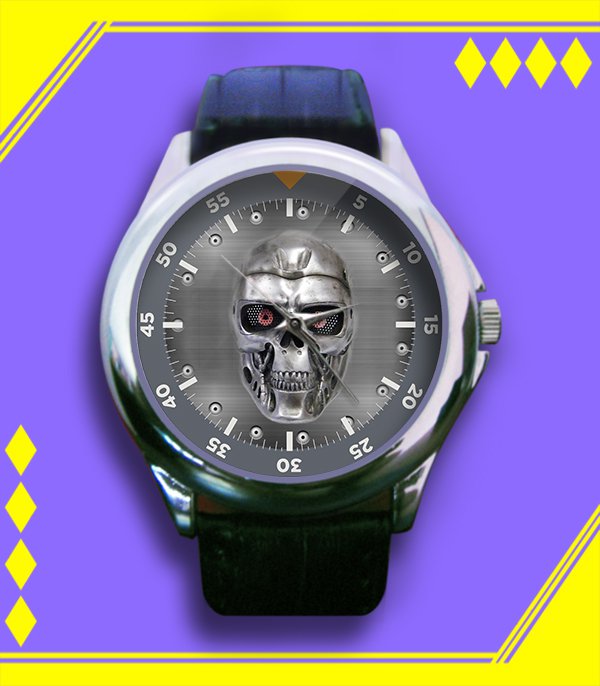 Brand New Terminator Skulls Custom Leather Watch