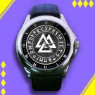 Brand New Valknut Triangles Asatru Norse Pagan Custom Leather Watch