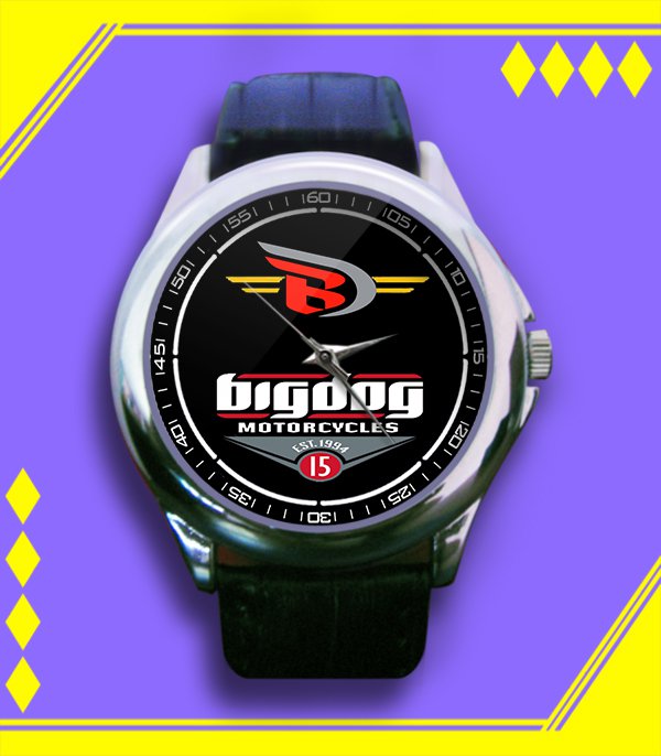 Brand New Big Dog Motorcycle Logo Custom Leather Watch