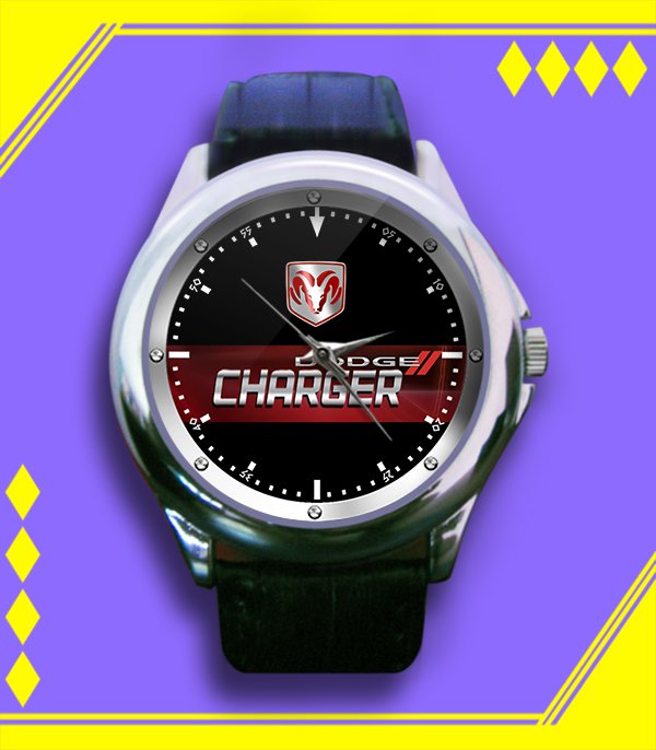 Brand New Dodge Charger Logo Custom Leather Watch