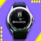 Brand New VW Volkswagen Wolfburg Logo Custom Leather Watch