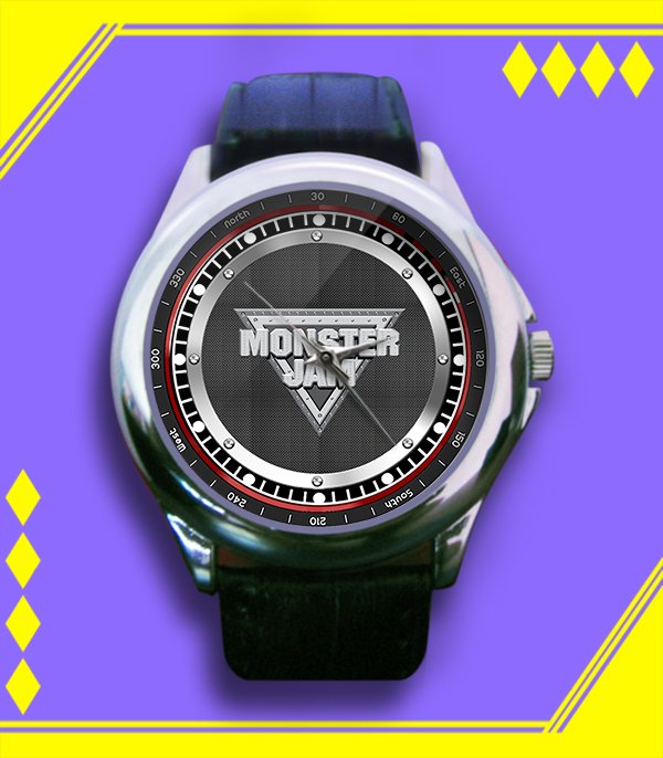 Brand New Monster Jam Logo Custom Leather Watch