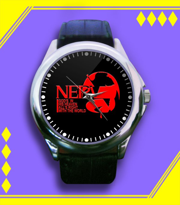 Brand New NERV Organitation Logo Custom Leather Watch