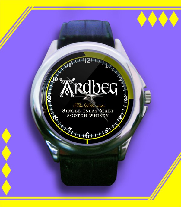 Brand New Ardbeg Whisky Logo Custom Leather Watch