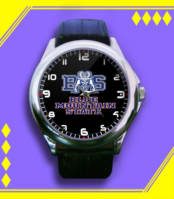 Brand New BMS Blue Mountain State Goats Logo Custom Leather Watch