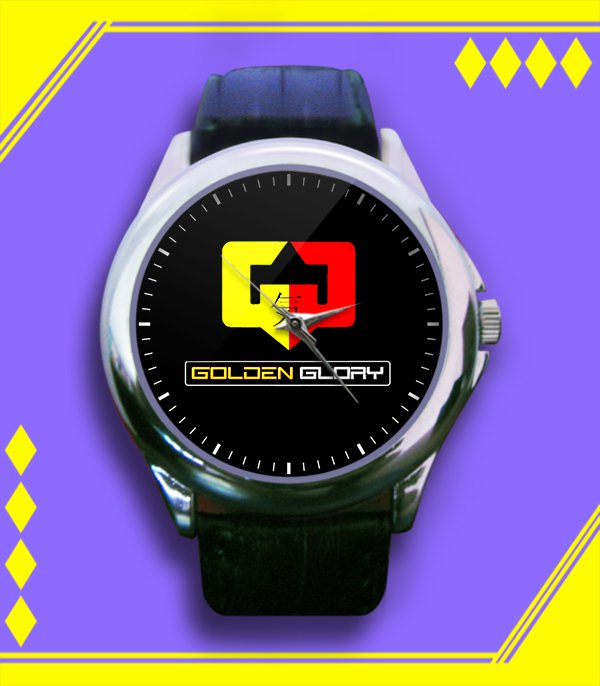 Brand New Golden Glory Logo Leather Watch