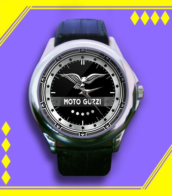 Brand New Moto Guzzi Racing Logo Custom Leather Watch
