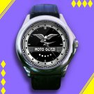 Brand New Moto Guzzi Racing Logo Custom Leather Watch