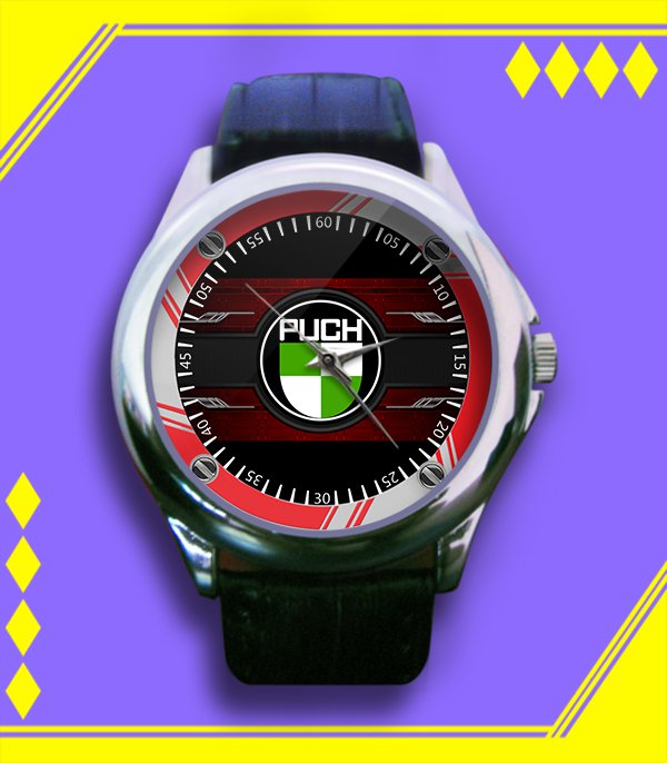 Brand New Puch Motorcycles Logo Custom Leather Watch