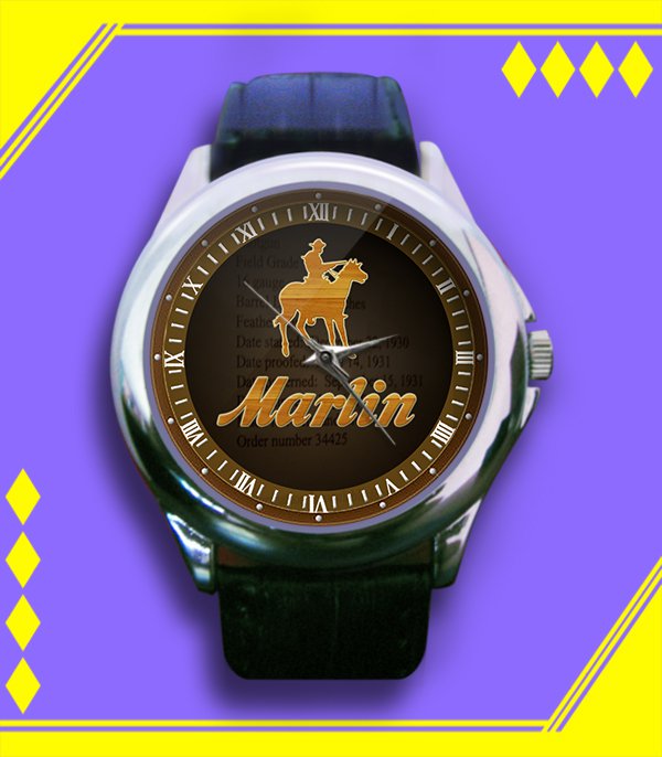 Brand New Marlin Firearms Logo Custom Leather Watch