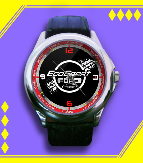 Brand New Ford Ecosport Logo Custom Leather Watch