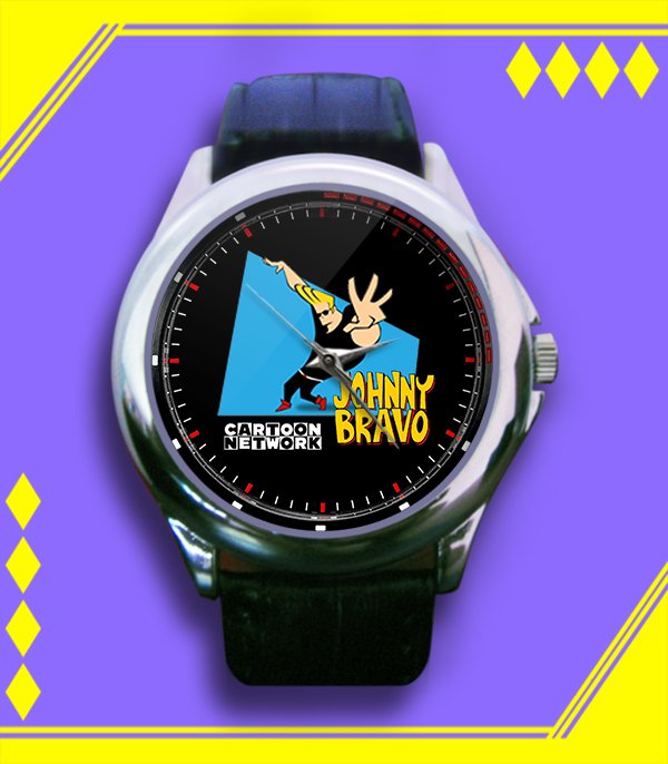 Brand New Johnny Bravo Like Elvis Funny Cartoon Custom Leather Watch