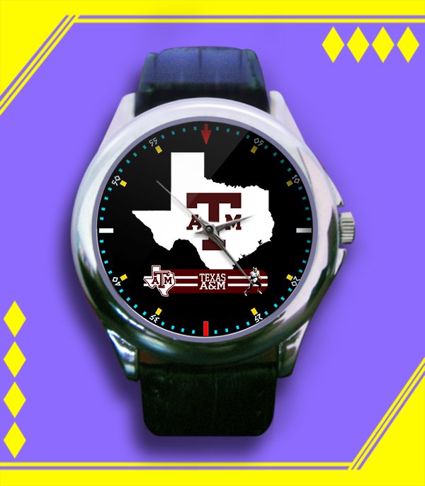 Brand New NCAA Texas A&M Logo Custom Leather Watch