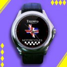 Brand New Triumph Motorcycle British Union Jack Flag Custom Leather Watch