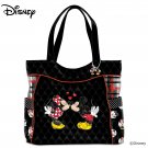"Mickey And Minnie Love Story" Quilted Tote Bag With Charm