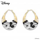 Hoop Earrings With Disney Mickey Mouse Art And 12 Crystals