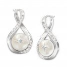 "God's Pearls Of Wisdom" Diamond Infinity Cross Earrings