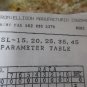 MORI SEIKI SL-20 CNC LATHE PARAMETERPARAMETER TABLE SL-15,20,25,35,45 I92207 B13
