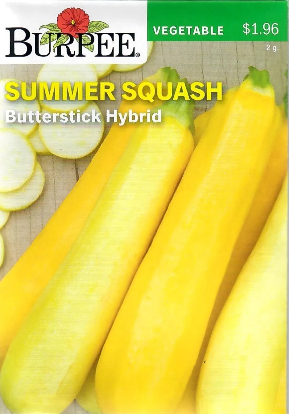 Squash Summer Butterstick Hybrid Vegetable Seeds