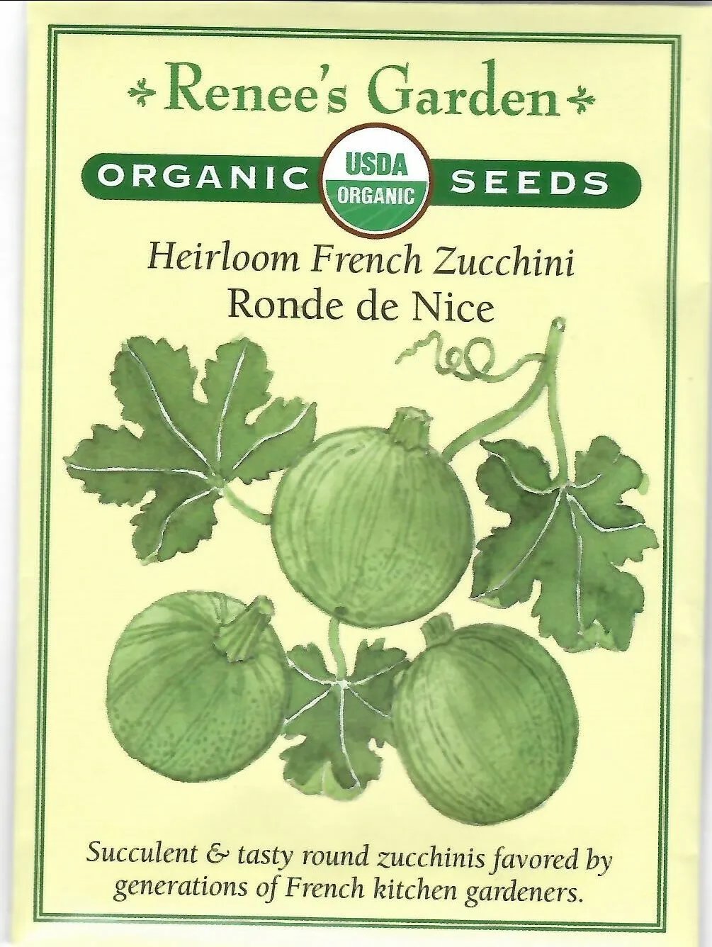 Zucchini Ronde De Nice Heirloom Organic Vegetable Seeds