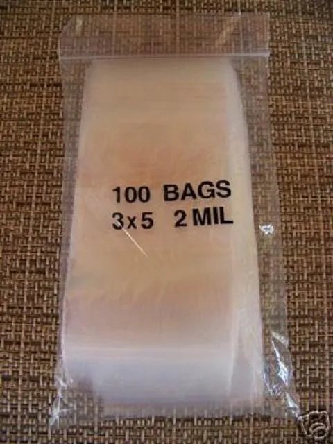 Hot Plastic Bag 3X5 Zip Lock White Block Small Poly 100