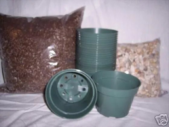 Hot 4"" Azalea Green Plastic Pot With Soil And Gravel Ready To Plant Planter 20 Kit