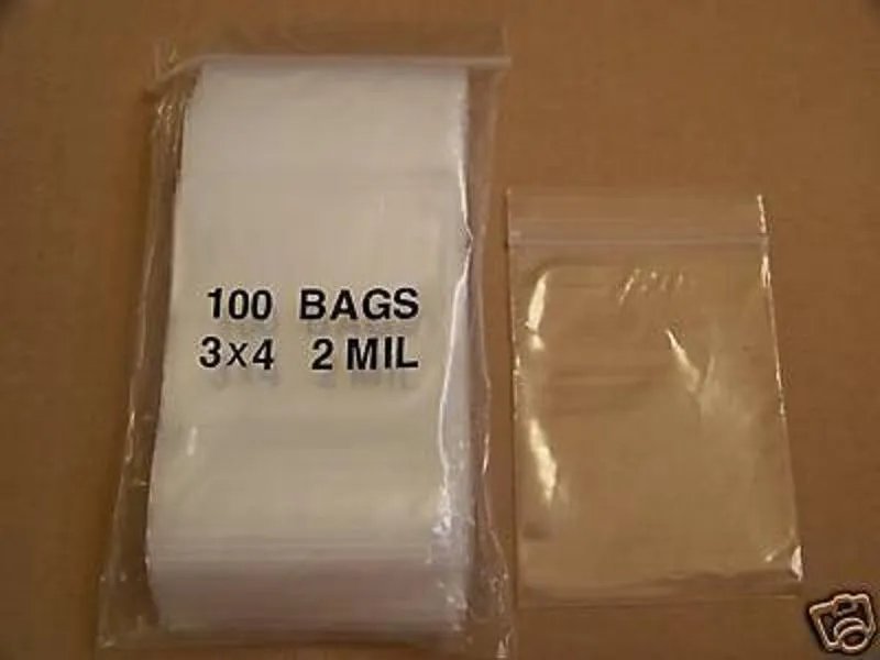 Hot Plastic Bag 3X4 Zip Lock Clear Bags Small Organizer Jewerly Seeds Pouch Poly 100