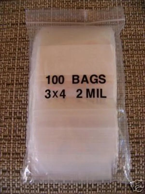 Hot Plastic Bag 3X4 Zip Lock White Block Small Poly 100
