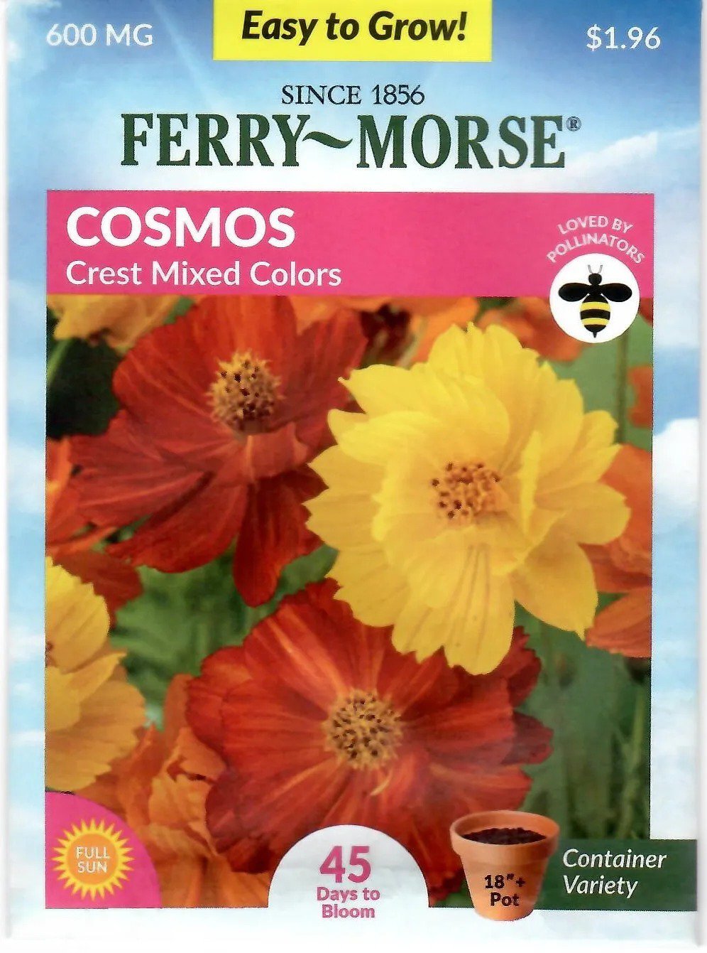 Cosmos Crest Mixed Colors Flower Seeds Non-Gmo