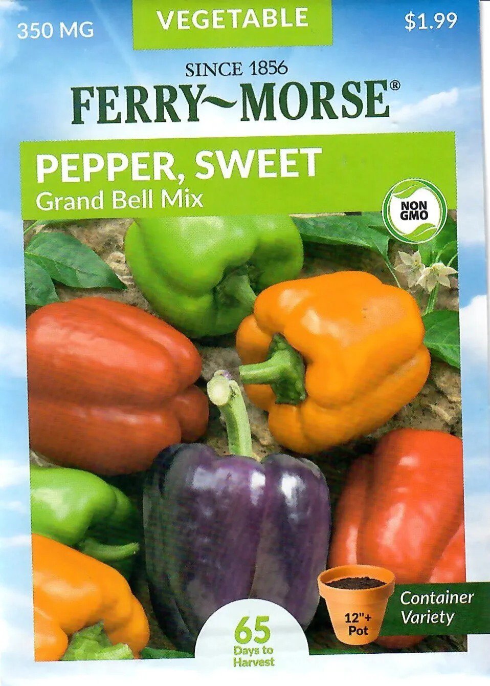 Pepper Grand Bell Mixed Colors Vegetable Seeds NonGmo