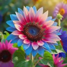 Rare Twin-Blossom Blue Over Pink Sunflower Non Gmo Vegetable Heirloom 50 Seeds for Garden Planting