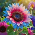 Rare Twin-Blossom Blue Over Pink Sunflower Vegetable Heirloom 50 Seeds Garden Planting