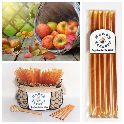 5 Pack Apple Honey Teasers Natural Honey Snack Sticks Honeystix Straws Easy to Grow