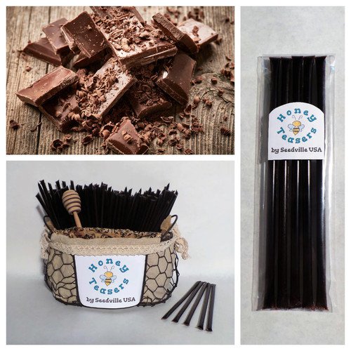 5 Pack Chocolate Honey Teasers Natural Honey Snack Sticks Honeystix Straws Easy to Grow