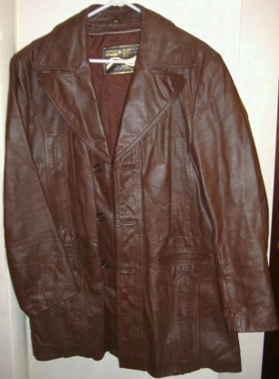 Men Jacket Leather Montgomery Ward Size 40R