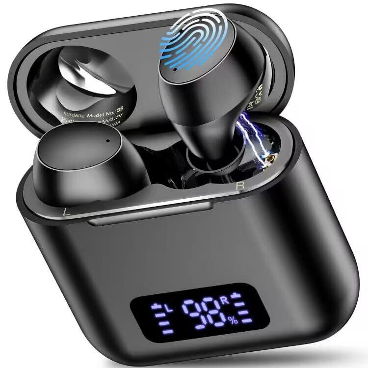 kurdene Wireless Earbuds with Wireless Charging Case,LED Power Display ...