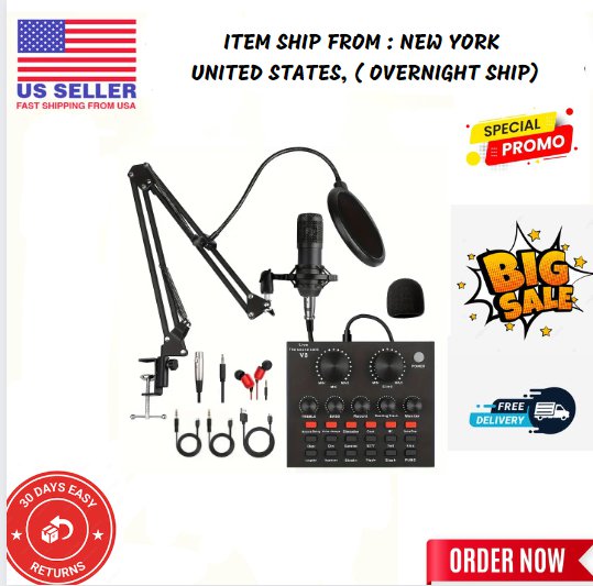 Podcast Equipment Bundle, With BM800 Podcast Microphone And V8 Sound Card,