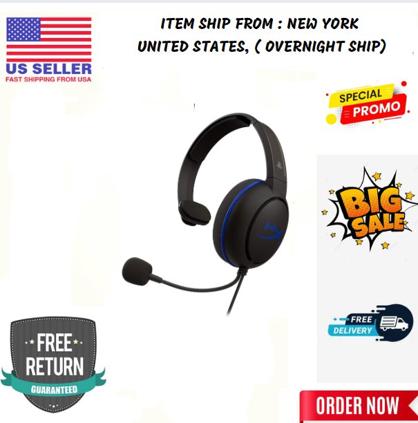 HyperX Cloud Chat Headset Official Playstation Licensed for PS4, Clear