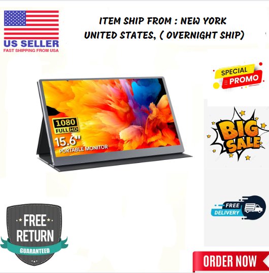 15.6 inch Portable Monitor 1080P Portable Screen Dual Type-C Mini HDMI IPS