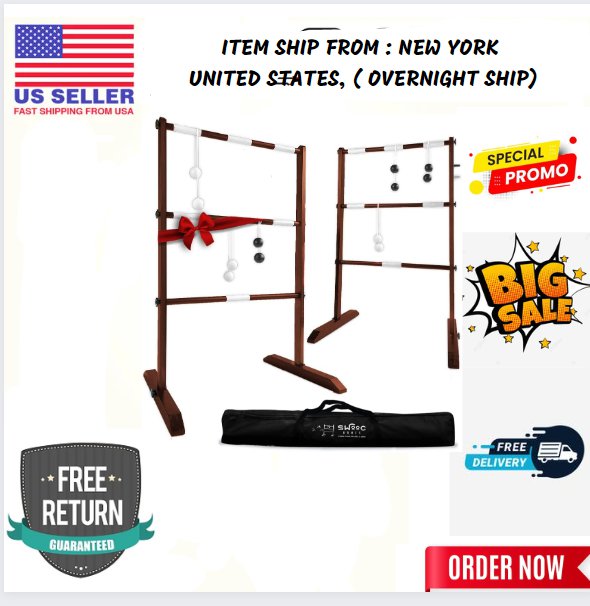 Wooden Ladder Ball Game Set 10 Games Included & Carrying Case Hillbilly