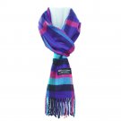 Plaid Purple Teal Mens Womens Wool Scarf Scotland Made Scarves Winter 100% Cashmere